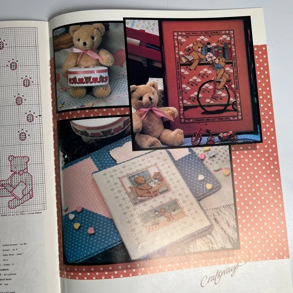VTG Hugga Bears Craftways Cross‎ Stitch Patterns Book Teddy Bear Designs